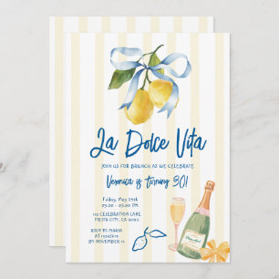 Bow La Dolce Vita 30th Lemon Citrus Birthday Party Invitation