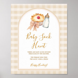 Bow Little Cutie Pie Pastel Gingham Baby Sock Hunt Poster