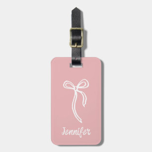 Bow luggage tag   editable pink background