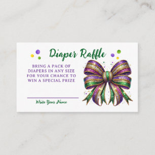 Bow Mardi Gras Diaper Raffle Request Enclosure Card