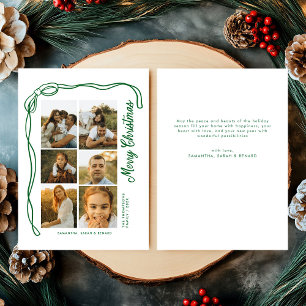 Bow Merry Christmas Family 6 Photos Holiday Card