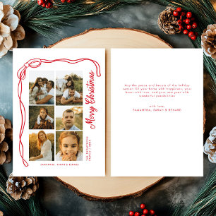 Bow Merry Christmas Family 6 Photos Holiday Card