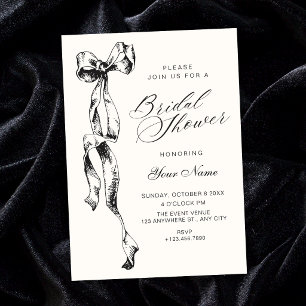 Bow minimalist  bridal shower invitation