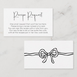 Bow Modern Script Bridal Shower Recipe Request Enclosure Card