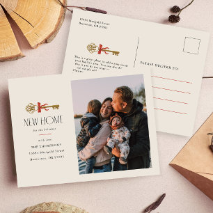 Bow New Home Holiday Moving Announcement Postcard
