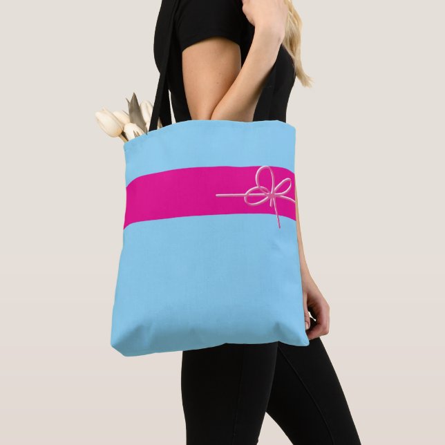 Bow on Pink Tote Bag (Close Up)