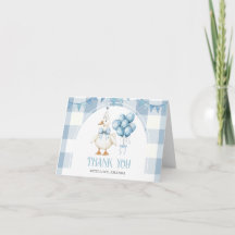Bow One Silly Goose 1st Birthday Blue Gingham
