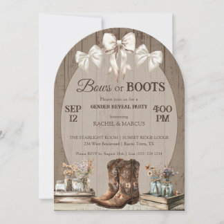 Bow or Boots rustic boho Gender reveal party Invitation