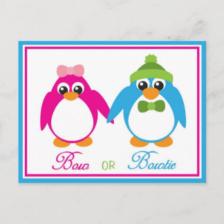 Bow or Bowtie Penguin Gender Reveal Invitations
