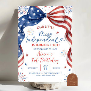 Bow Our All American Girl Birthday Invitation