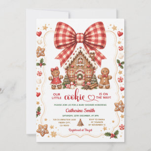 Bow Our Little Cookie Is On The Way Baby Shower Invitation