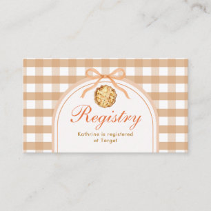 Bow Our Little Cutie Pie Registry Card Gingham