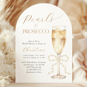 Bow Pearls & Prosecco Bridal Shower Invitation