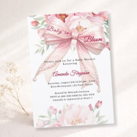Bow pink flowers baby in bloom girl Baby Shower