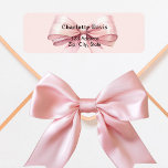 Bow pink return address<br><div class="desc">A soft blush pink background decorated with a large bow.  Personalise and add your name and address. Black letters.</div>