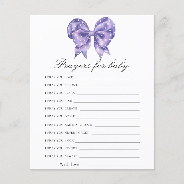 Bow polka dot baby shower Prayers for baby (Front)
