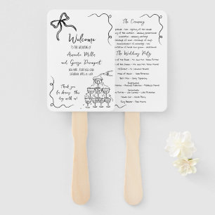 Bow quirky wedding program fan