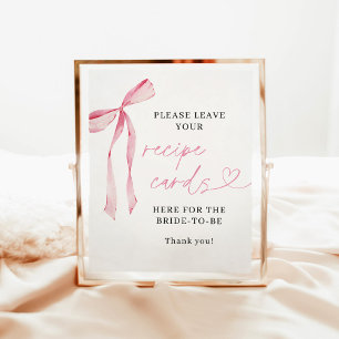 Bow Recipe Cards Sign Bridal Shower Recipe Card