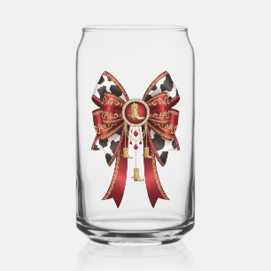 bow red cowgirl can glass