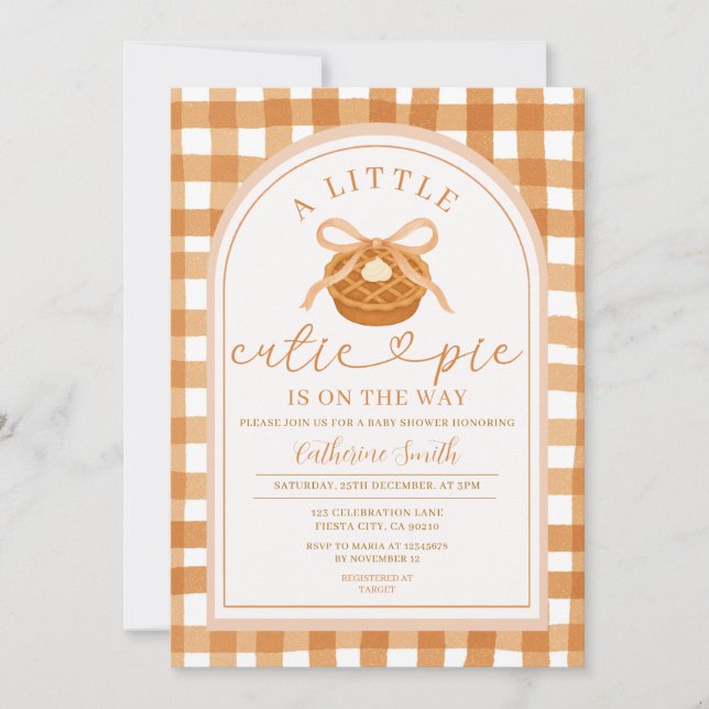 Bow Ribbon Cutie Pie is on the way Baby Shower Invitation (Front)