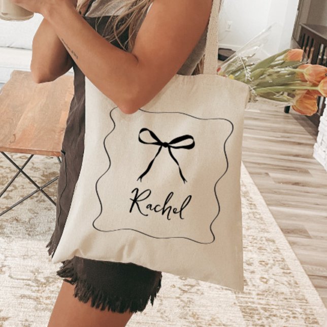 Bow Ribbon Elegant Personalised Bridesmaid  Tote Bag (Creator Uploaded)