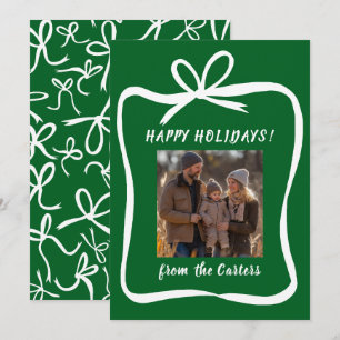 Bow Ribbon Frame Christmas CUSTOM PHOTO Holiday Card