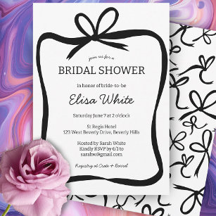 Bow Ribbon Frame Elegant Bridal Shower CUSTOM  Invitation