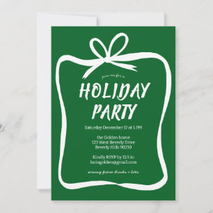 Bow Ribbon Frame Holiday Christmas Party CUSTOM  Invitation