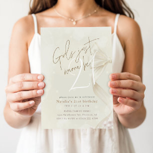 Bow Ribbon Girls Just Want To Be 21 Birthday Party Invitation