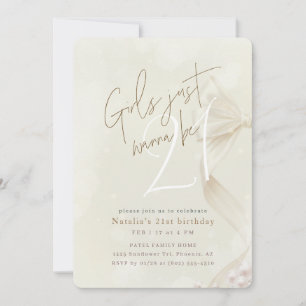 Bow Ribbon Girls Just Want To Be 21 Birthday Party Invitation