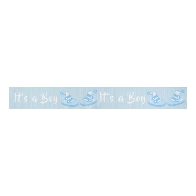 Bow Ribbon Its a Boy Baby Shoe Blue Ribbon Grosgrain Ribbon (Front)