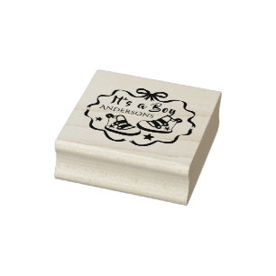Bow Ribbon Its a Boy Rubber Stamp