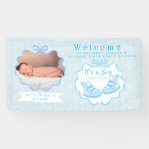 Bow Ribbon Its a Boy Welcome Banner