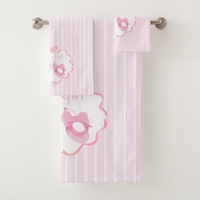 Bow Ribbon Its a Girl Bath Towel Set (Insitu)
