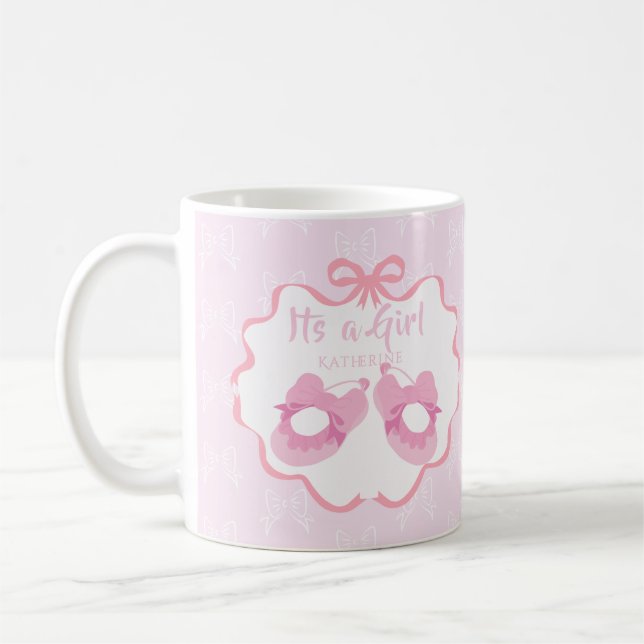 Bow Ribbon Its a Girl Coffee Mug (Left)
