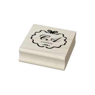 Bow Ribbon Monogram Rubber Stamp
