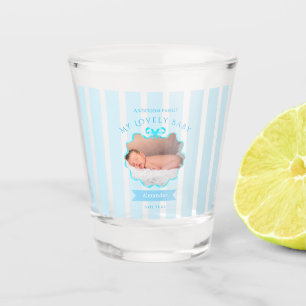 Bow Ribbon New Born Baby Boy  Shot Glass