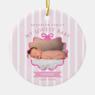 Bow Ribbon New Born Baby Girl Ceramic Tree Decoration
