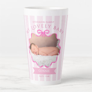 Bow Ribbon New Born Baby Girl  Latte Mug