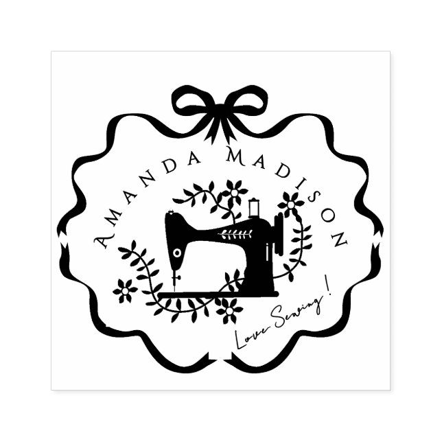 Bow Ribbon Sewing Rubber Stamp (Imprint)