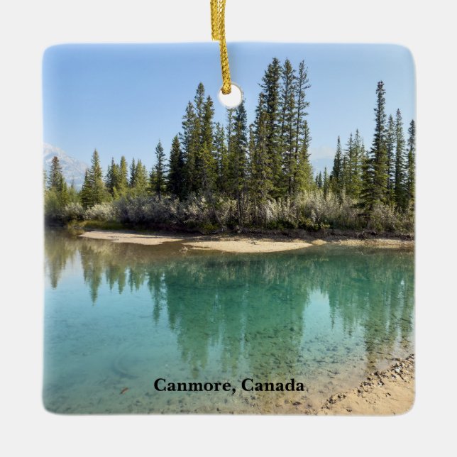 Bow River in Canmore Canada Ceramic Ornament (Front)