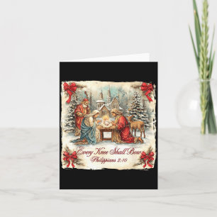 Bow Santa Christmas Nativity Scene Every Knee Shal Card