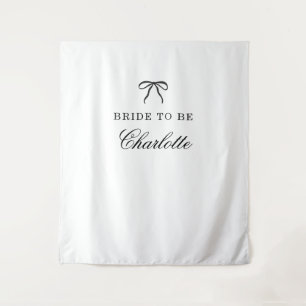 Bow Script Coquette Bride To Be Backdrop Tapestry