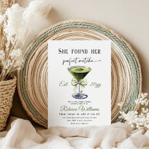 Bow She Found Her Perfect Matcha Bridal Shower Invitation