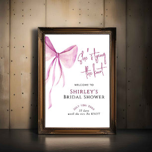 Bow She's Tying the Knot Bridal Shower Welcome Poster