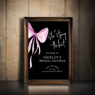 Bow She's Tying the Knot Bridal Shower Welcome Poster