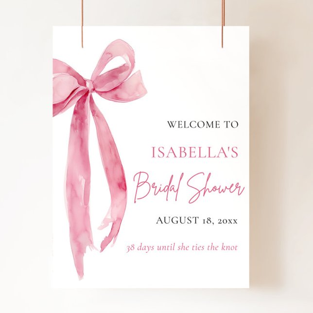Bow She's Tying the Knot Bridal Shower Welcome Poster (Creator Uploaded)