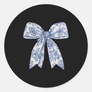 Bow Shirt _ Blue Bow And Ribbon Graphic Cute For G Classic Round Sticker