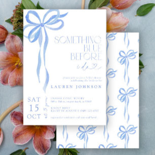 Bow Something Blue Before I Do Bridal Shower Invitation