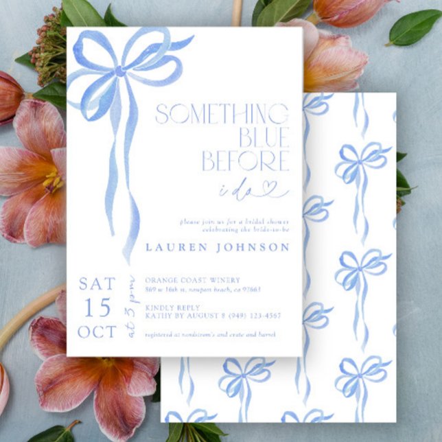 Bow Something Blue Before I Do Bridal Shower Invitation (Creator Uploaded)